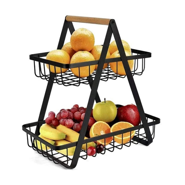 Metal Fruit Basket Kitchen Storage two tier