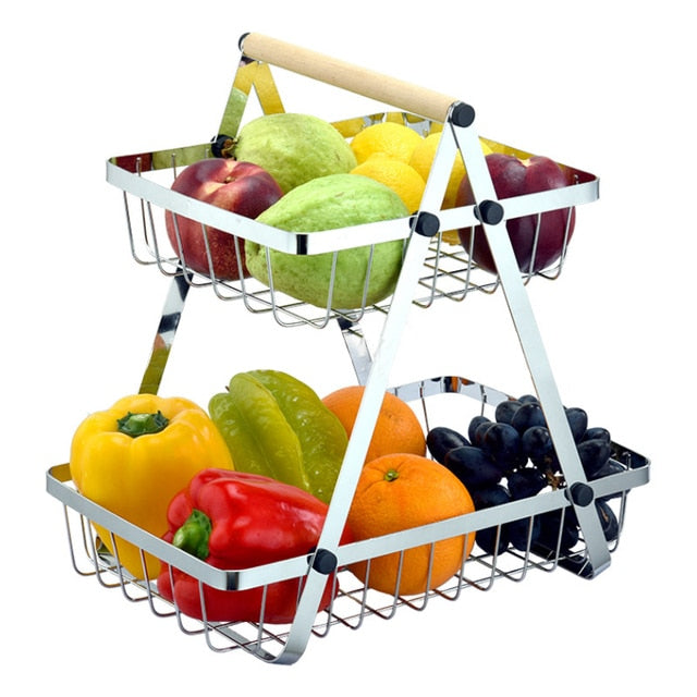 Metal Fruit Basket Kitchen Storage two tier